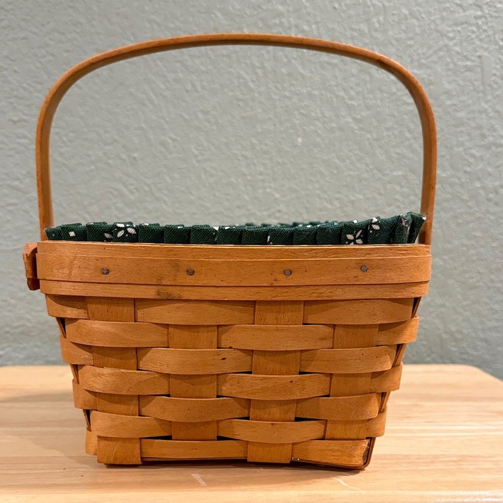 Longaberger Woven Basket with Green Liner